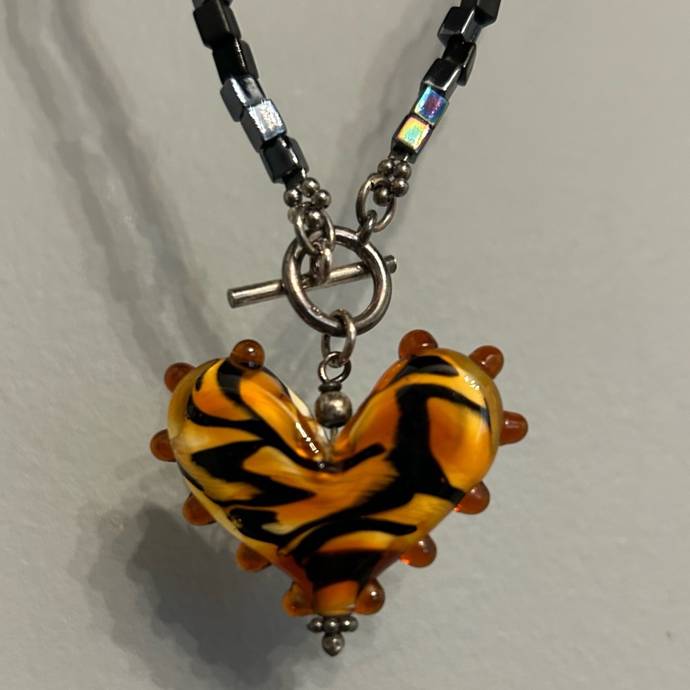 Handmade Large Glass Heart Necklace by Amber Higgins
